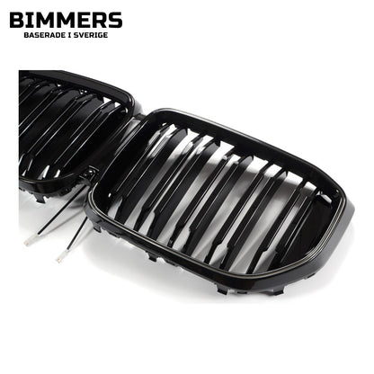 LED-njurgrill dubbla ribbor BMW X5 G05 LCI från 2023, blank svart, bild 3
