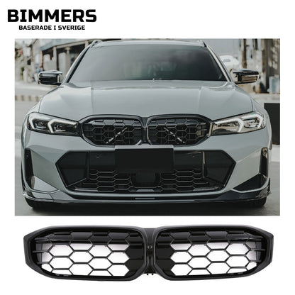Njurgrill bikakemönster BMW 3-serie G20 G21 LCI från 2022, blank svart, bild 1