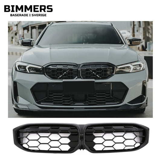 Njurgrill bikakemönster BMW 3-serie G20 G21 LCI från 2022, blank svart, bild 1
