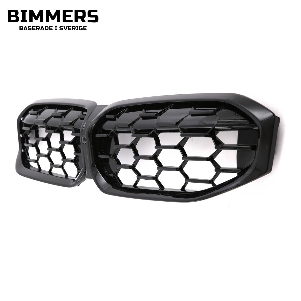 Njurgrill bikakemönster BMW 3-serie G20 G21 LCI från 2022, blank svart, bild 3