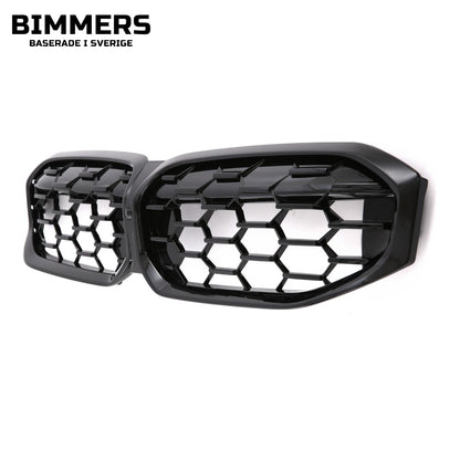Njurgrill bikakemönster BMW 3-serie G20 G21 LCI från 2022, blank svart, bild 3