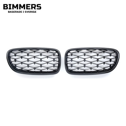 Njurgrill diamantmönster BMW 5-serie F10 F11 2010-2017, blank svart, bild 1