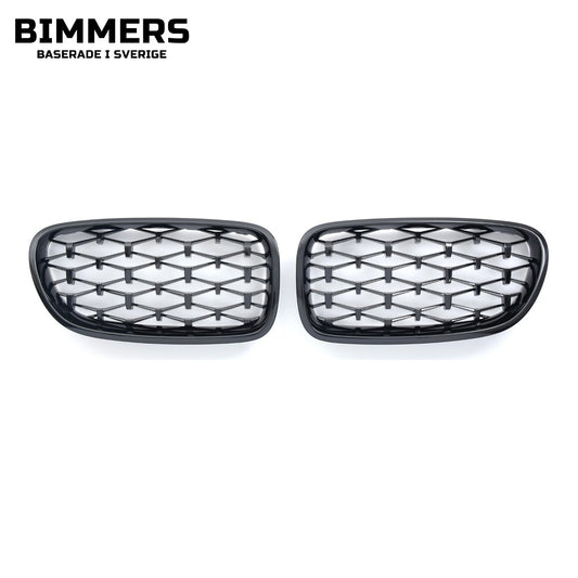 Njurgrill diamantmönster BMW 5-serie F10 F11 2010-2017, blank svart, bild 1