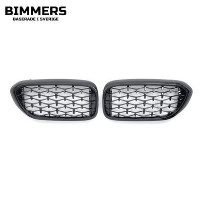 Njurgrill diamantmönster BMW 5-serie G30 G31 Pre LCI 2017-2020, blank svart, bild 2