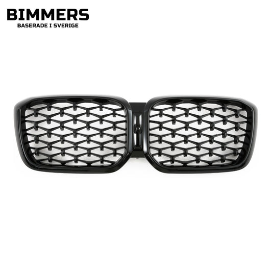 Njurgrill diamantmönster BMW X3 X4 G01 G02 LCI från 2021, blank svart, bild 1