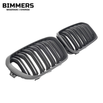 Njurgrill dubbla ribbor BMW 1-serie F20 F21 LCI från 2015, matt svart, bild 2