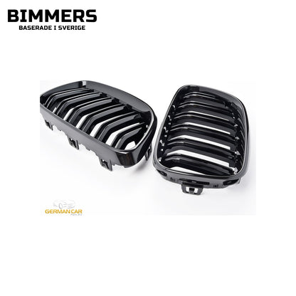 Njurgrill dubbla ribbor BMW 2-serie F22 F23 från 2013, blank svart, bild 2