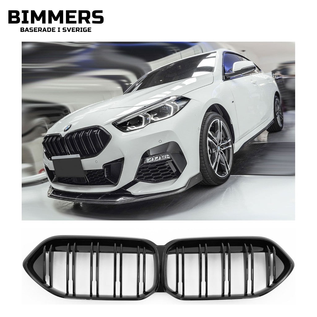 Njurgrill dubbla ribbor BMW 2-serie Gran Coupé F44 från 2020, blank svart, bild 1