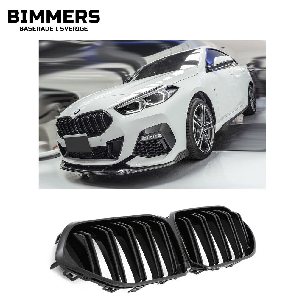 Njurgrill dubbla ribbor BMW 2-serie Gran Coupé F44 från 2020, blank svart, bild 2