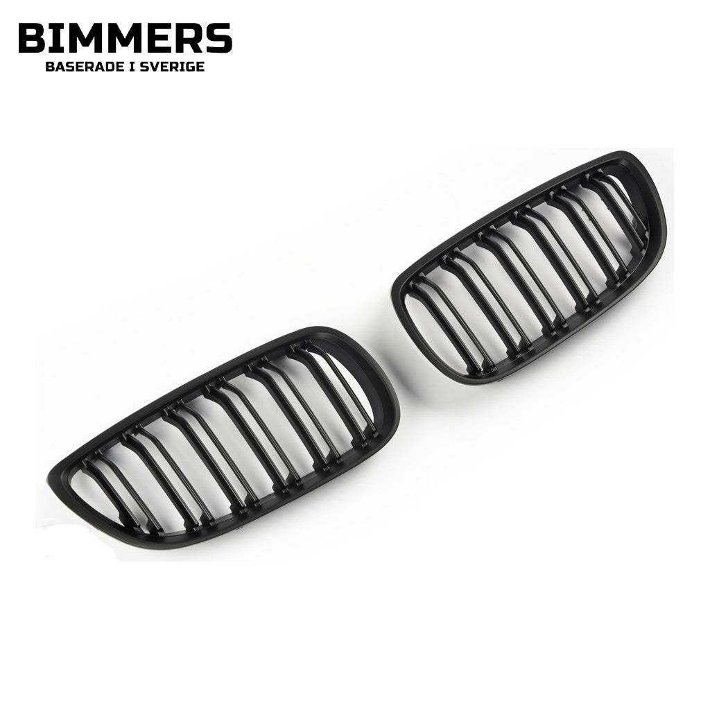 Njurgrill dubbla ribbor BMW 3-serie E92 E93 Pre LCI 2006-2010, matt svart, bild 1