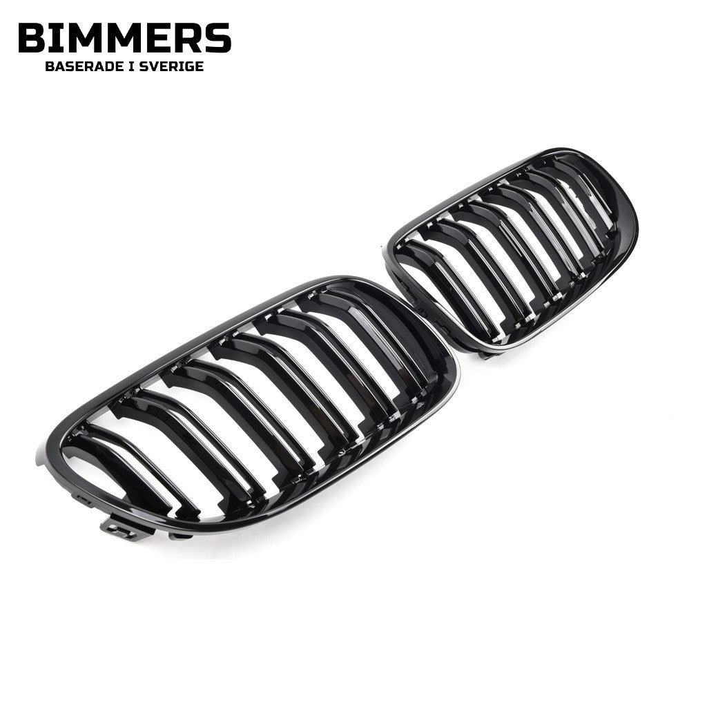 Njurgrill dubbla ribbor BMW 3-serie E92 E93 LCI 2010-2013, blank svart, bild 2