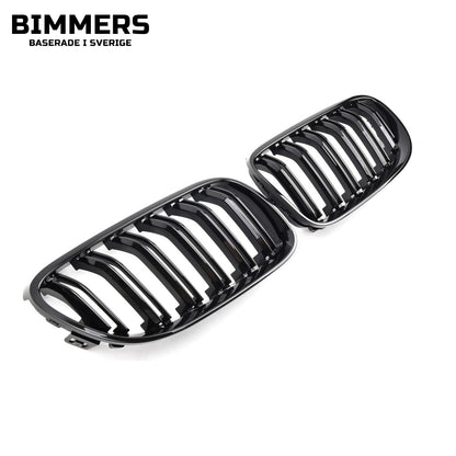 Njurgrill dubbla ribbor BMW 3-serie E92 E93 LCI 2010-2013, blank svart, bild 2