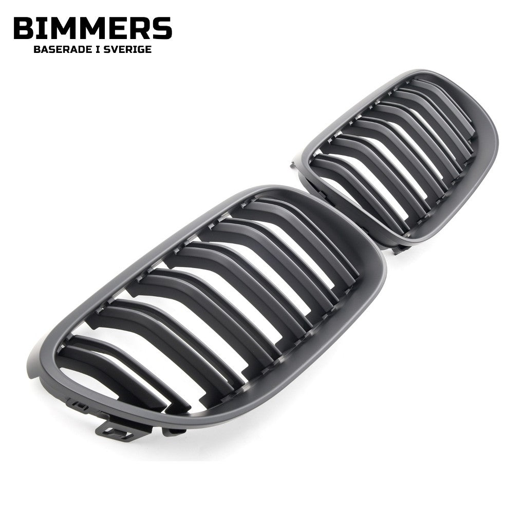 Njurgrill dubbla ribbor BMW 3-serie E92 E93 LCI 2010-2013, matt svart, bild 2