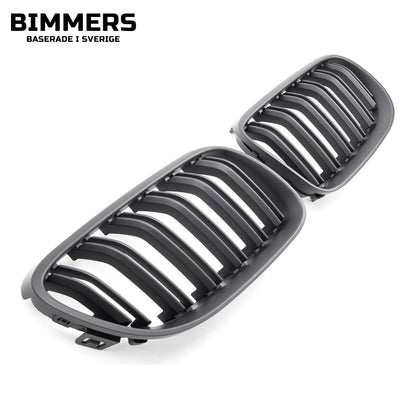 Njurgrill dubbla ribbor BMW 3-serie E92 E93 LCI 2010-2013, matt svart, bild 2