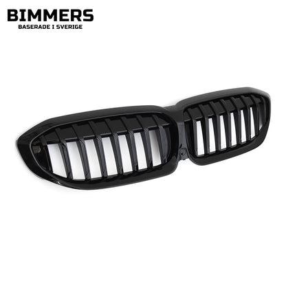 Njurgrill dubbla ribbor BMW 3-serie G20 G21 Pre LCI 2019-2022, blank svart, bild 3