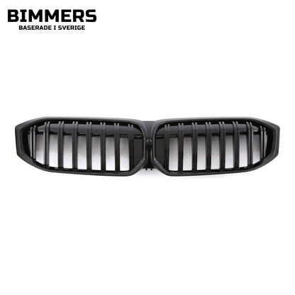 Njurgrill dubbla ribbor BMW 3-serie G20 G21 LCI från 2022, blank svart, bild 2