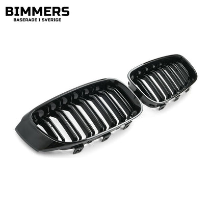 Njurgrill dubbla ribbor BMW 3-serie GT F34 2013-2019, blank svart, bild 2