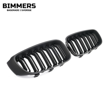 Njurgrill dubbla ribbor BMW 3-serie GT F34 2013-2019, matt svart, bild 2