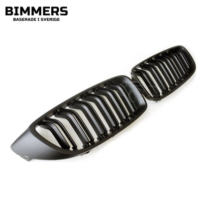 Njurgrill dubbla ribbor BMW 4-serie F32 F33 F36 F82 F80 2013-2021, matt svart, bild 2