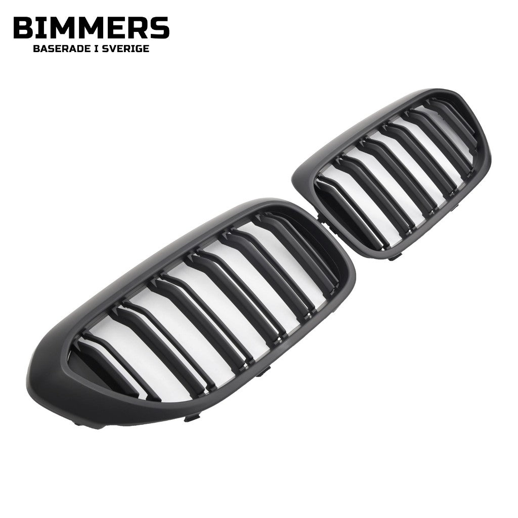 Njurgrill dubbla ribbor BMW 5-serie G30 G31 Pre LCI 2017-2020, matt svart, bild 1