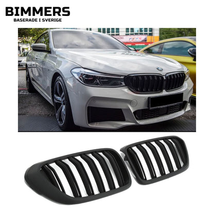 Njurgrill dubbla ribbor BMW 6-serie GT G32 Pre LCI 2017-2020, matt svart, bild 1