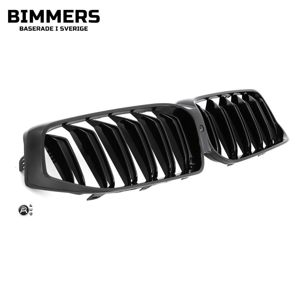 Njurgrill dubbla ribbor BMW 6-serie GT G32 LCI från 2020, blank svart, bild 1