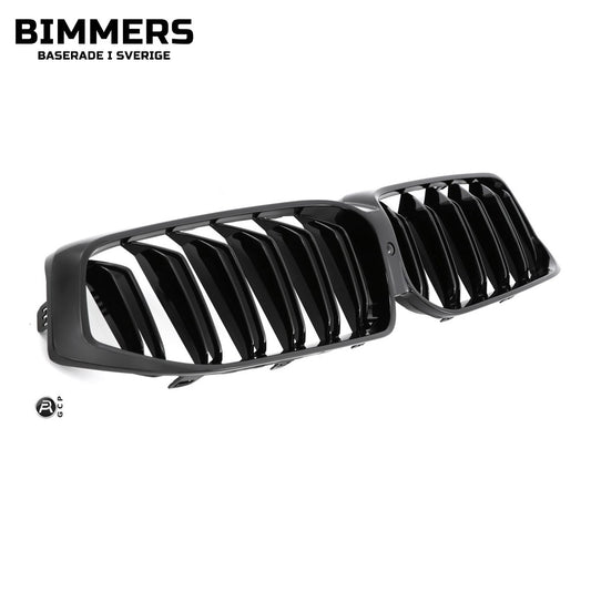 Njurgrill dubbla ribbor BMW 6-serie GT G32 LCI från 2020, blank svart, bild 1