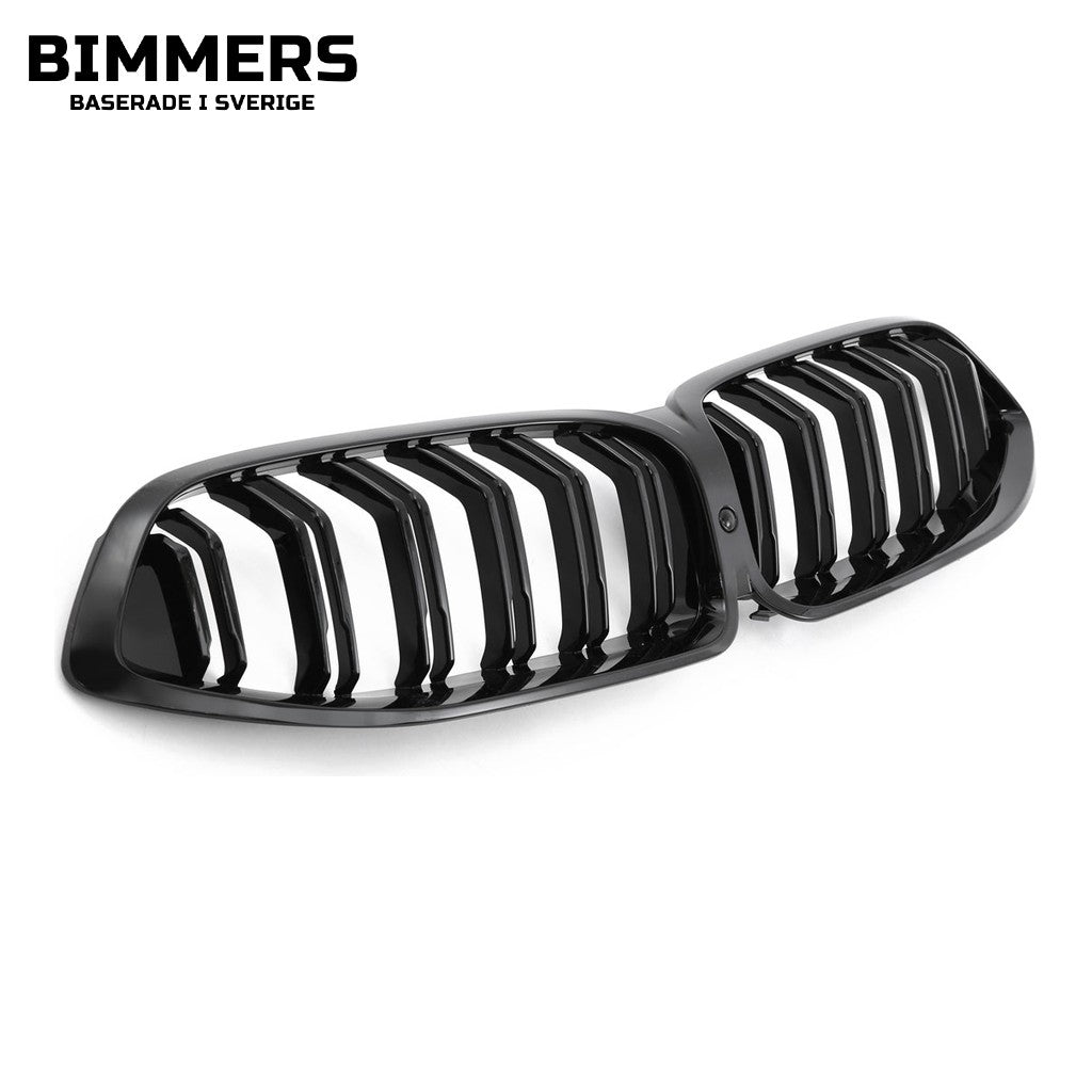 Njurgrill dubbla ribbor BMW 8-serie G14 G15 G16 Pre LCI 2018-2022, blank svart, bild 2