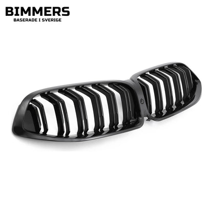 Njurgrill dubbla ribbor BMW 8-serie G14 G15 G16 Pre LCI 2018-2022, blank svart, bild 2