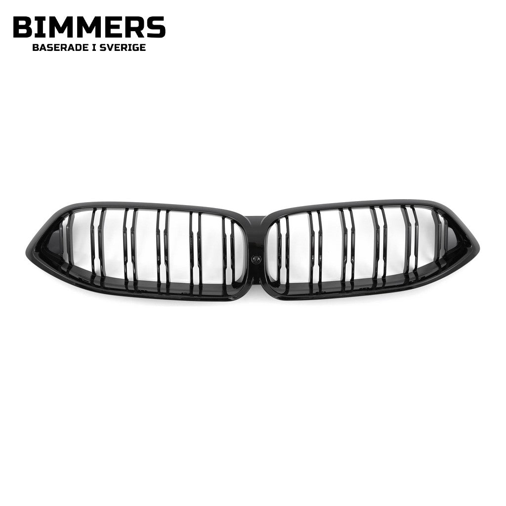 Njurgrill dubbla ribbor BMW 8-serie G14 G15 G16 Pre LCI 2018-2022, blank svart, bild 3
