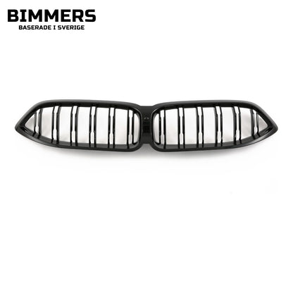 Njurgrill dubbla ribbor BMW 8-serie G14 G15 G16 LCI från 2022, blank svart, bild 1