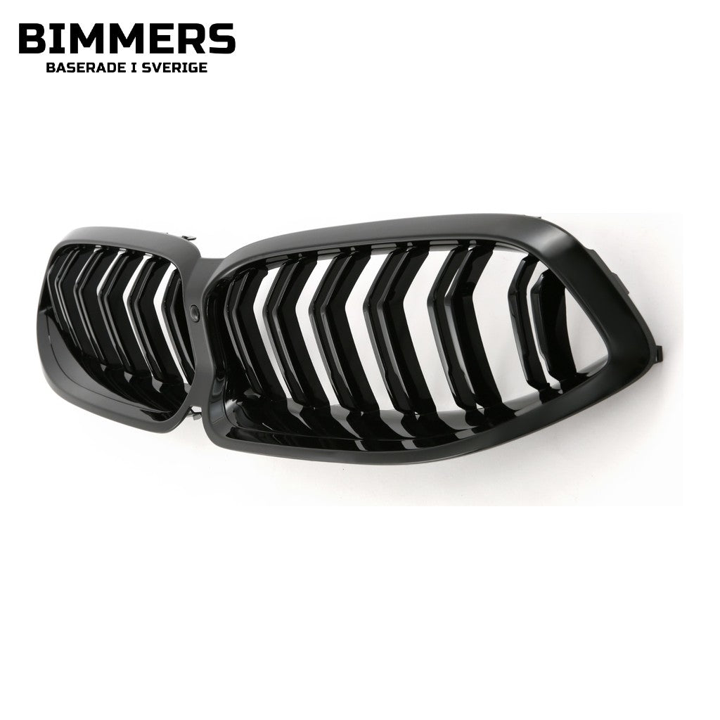 Njurgrill dubbla ribbor BMW 8-serie G14 G15 G16 LCI från 2022, blank svart, bild 2