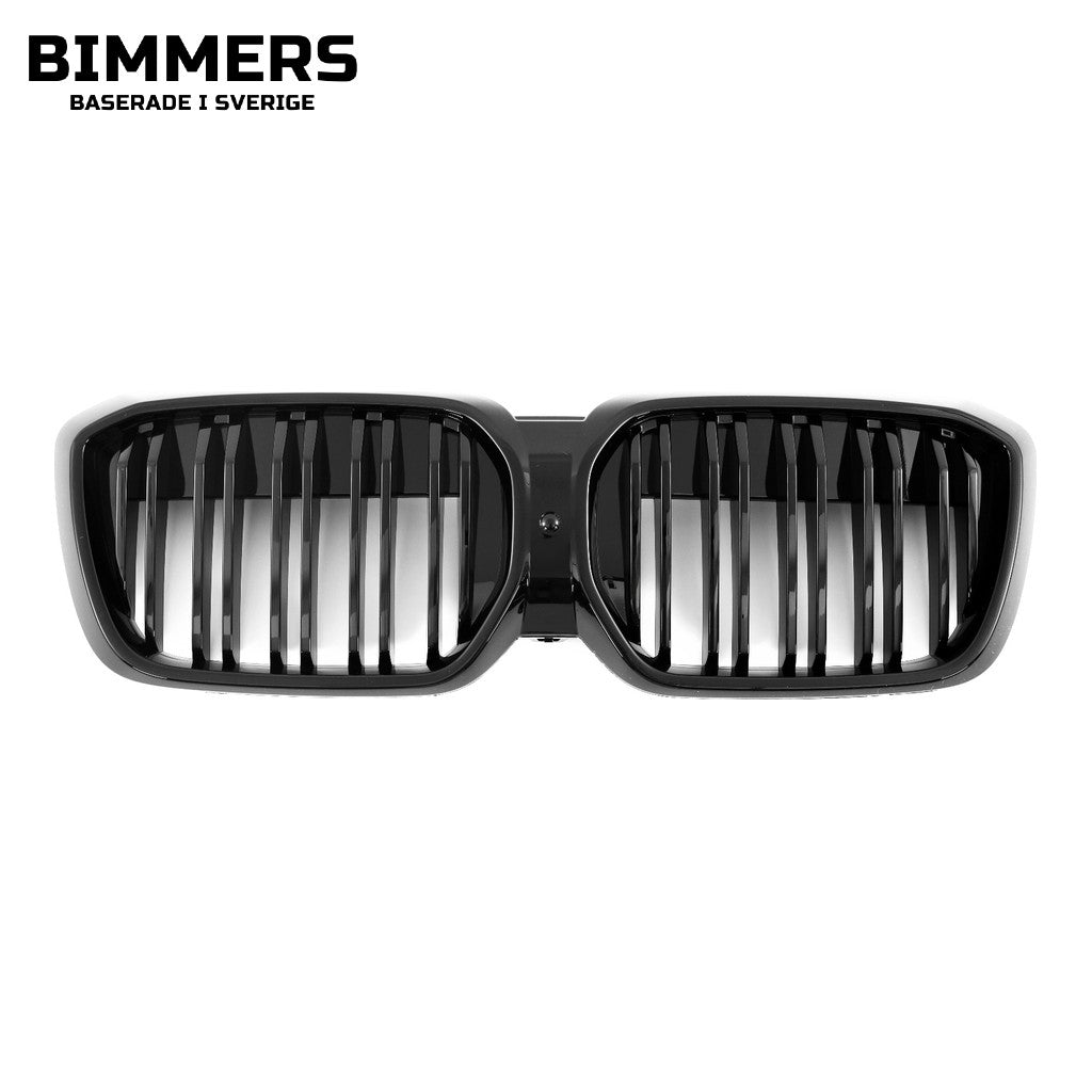 Njurgrill dubbla ribbor BMW iX3 G08 LCI från 2021, blank svart, bild 2