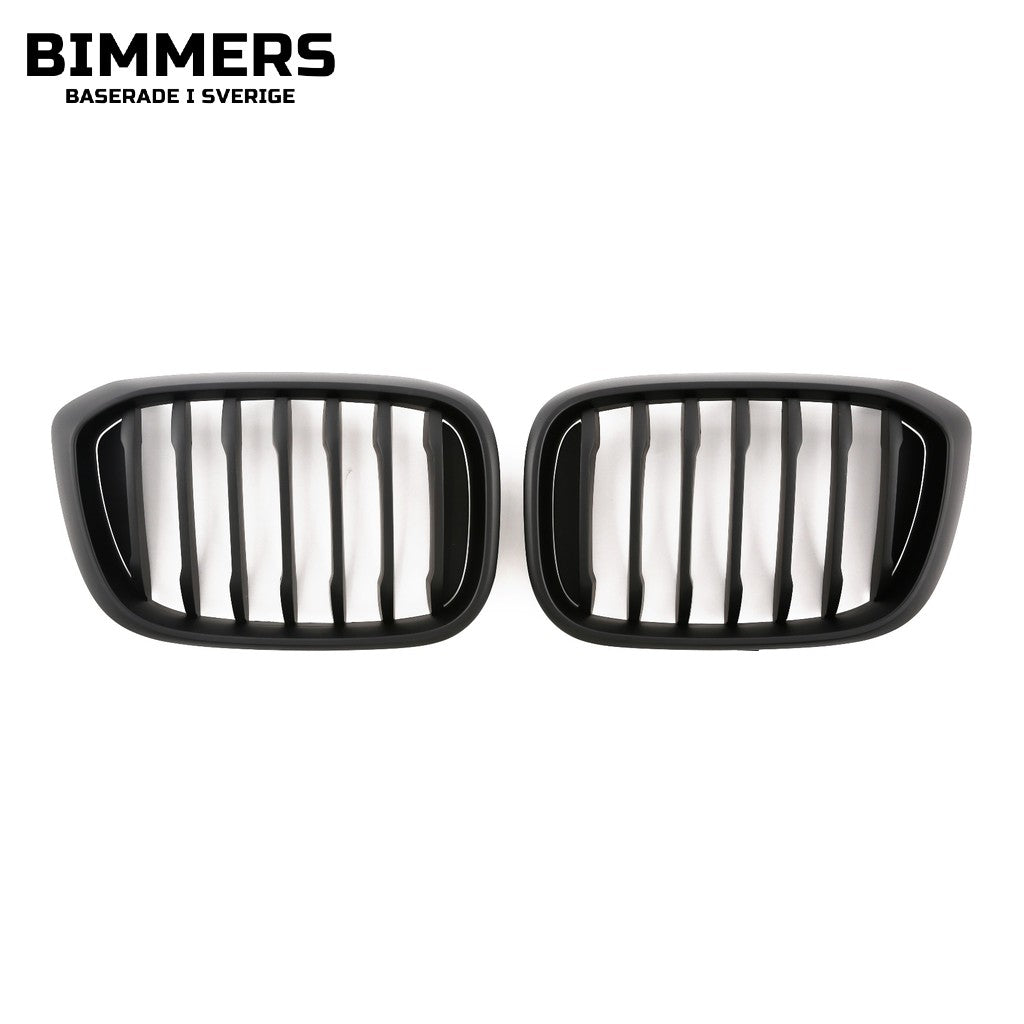 Njurgrill dubbla ribbor BMW X3 X4 G01 G02 Pre LCI 2017-2021, matt svart, bild 1