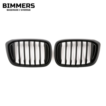 Njurgrill dubbla ribbor BMW X3 X4 G01 G02 Pre LCI 2017-2021, matt svart, bild 1