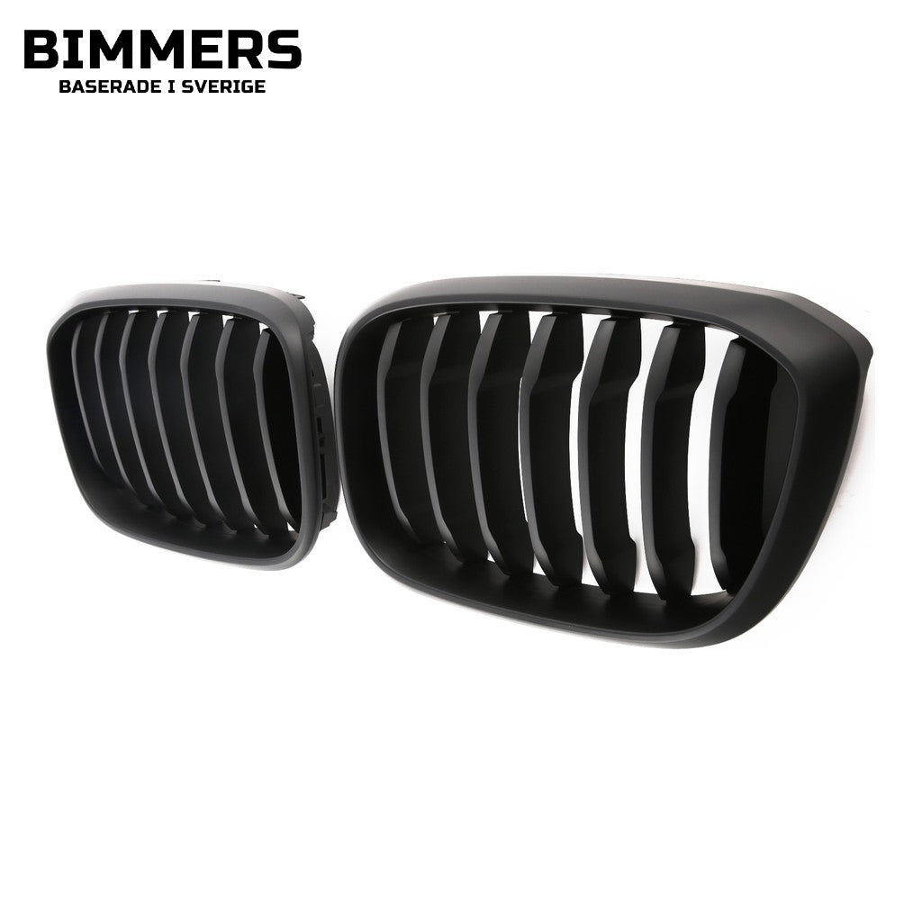 Njurgrill dubbla ribbor BMW X3 X4 G01 G02 Pre LCI 2017-2021, matt svart, bild 2