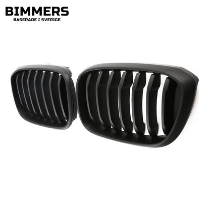 Njurgrill dubbla ribbor BMW X3 X4 G01 G02 Pre LCI 2017-2021, matt svart, bild 2