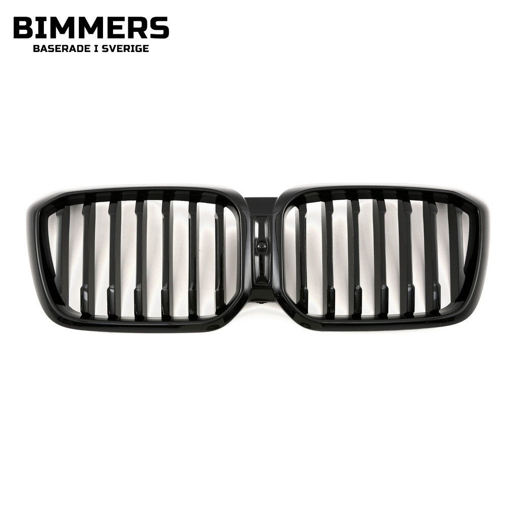 Njurgrill dubbla ribbor BMW X3 X4 G01 G02 LCI från 2021, blank svart, bild 2