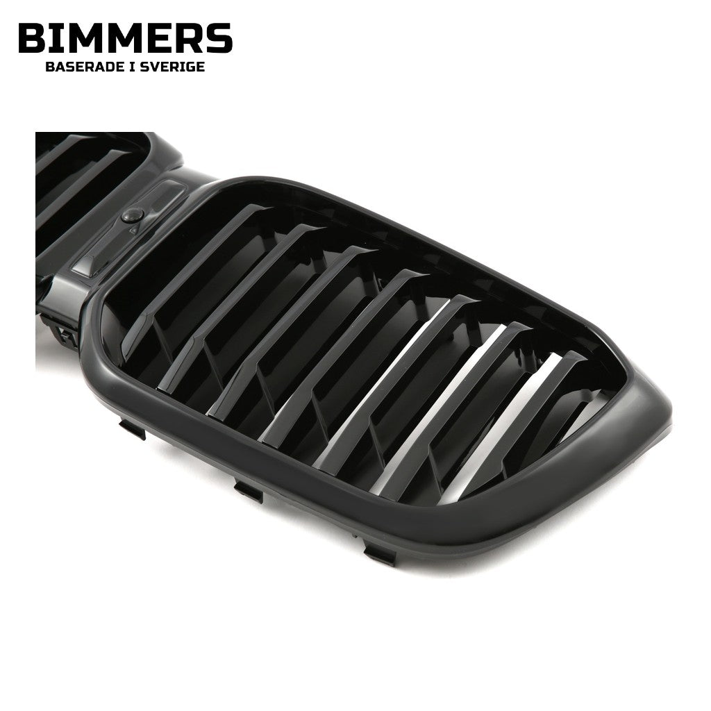 Njurgrill dubbla ribbor BMW X3 X4 G01 G02 LCI från 2021, blank svart, bild 3