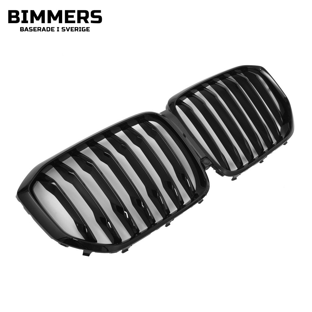Njurgrill dubbla ribbor BMW X5 G05 Pre LCI 2018-2023, blank svart, bild 2