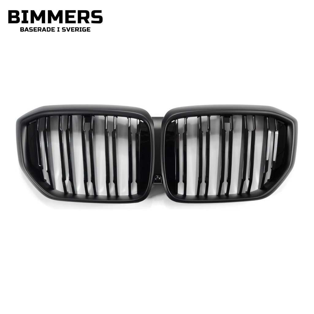 Njurgrill dubbla ribbor BMW X5 G05 LCI från 2023, blank och matt svart, bild 1