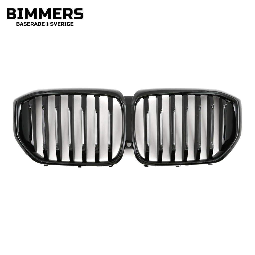 Njurgrill dubbla ribbor BMW X5 G05 LCI från 2023, blank svart, bild 3