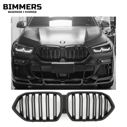 Njurgrill dubbla ribbor BMW X6 G06 från 2018, matt svart, bild 1