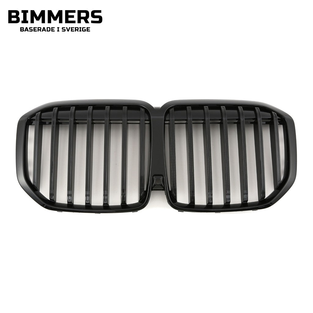 Njurgrill dubbla ribbor BMW X7 G07 LCI från 2022, blank svart, bild 2