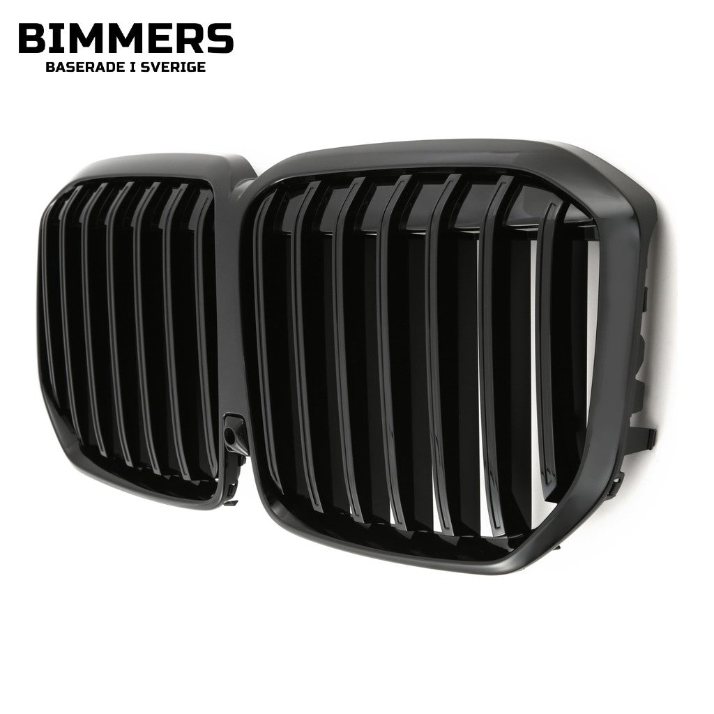 Njurgrill dubbla ribbor BMW X7 G07 LCI från 2022, blank svart, bild 3