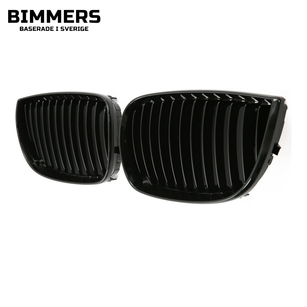 Njurgrill enkla ribbor BMW 1-serie E87 Pre LCI 2004-2007, blank svart, bild 2