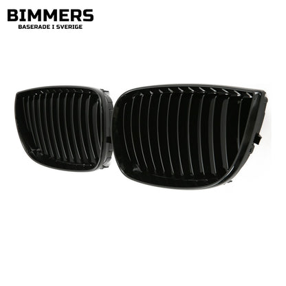 Njurgrill enkla ribbor BMW 1-serie E87 Pre LCI 2004-2007, blank svart, bild 2