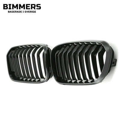 Njurgrill enkla ribbor BMW 1-serie F20 F21 LCI från 2015, blank svart, bild 2
