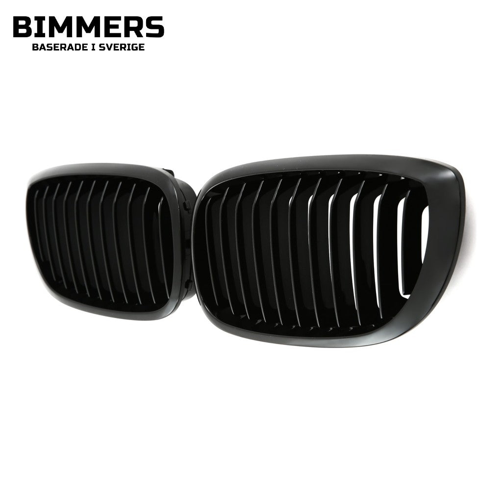 Njurgrill enkla ribbor BMW 3-serie E46 LCI 2003-2007, blank svart, bild 2