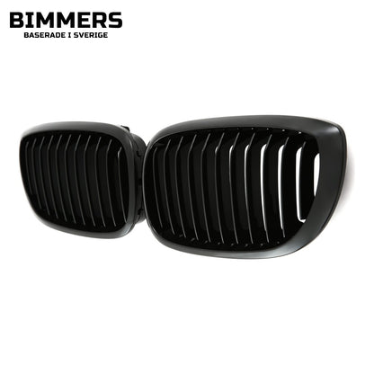 Njurgrill enkla ribbor BMW 3-serie E46 LCI 2003-2007, blank svart, bild 2